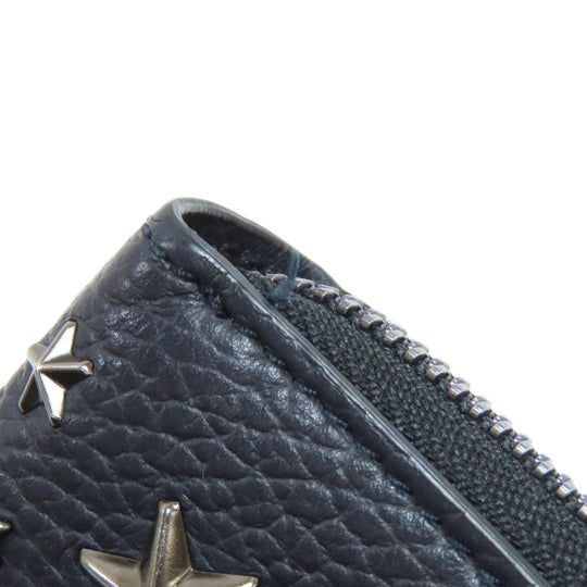 JIMMY CHOO Long Wallet Purse leather Navy Star motif studs Women Used Authentic