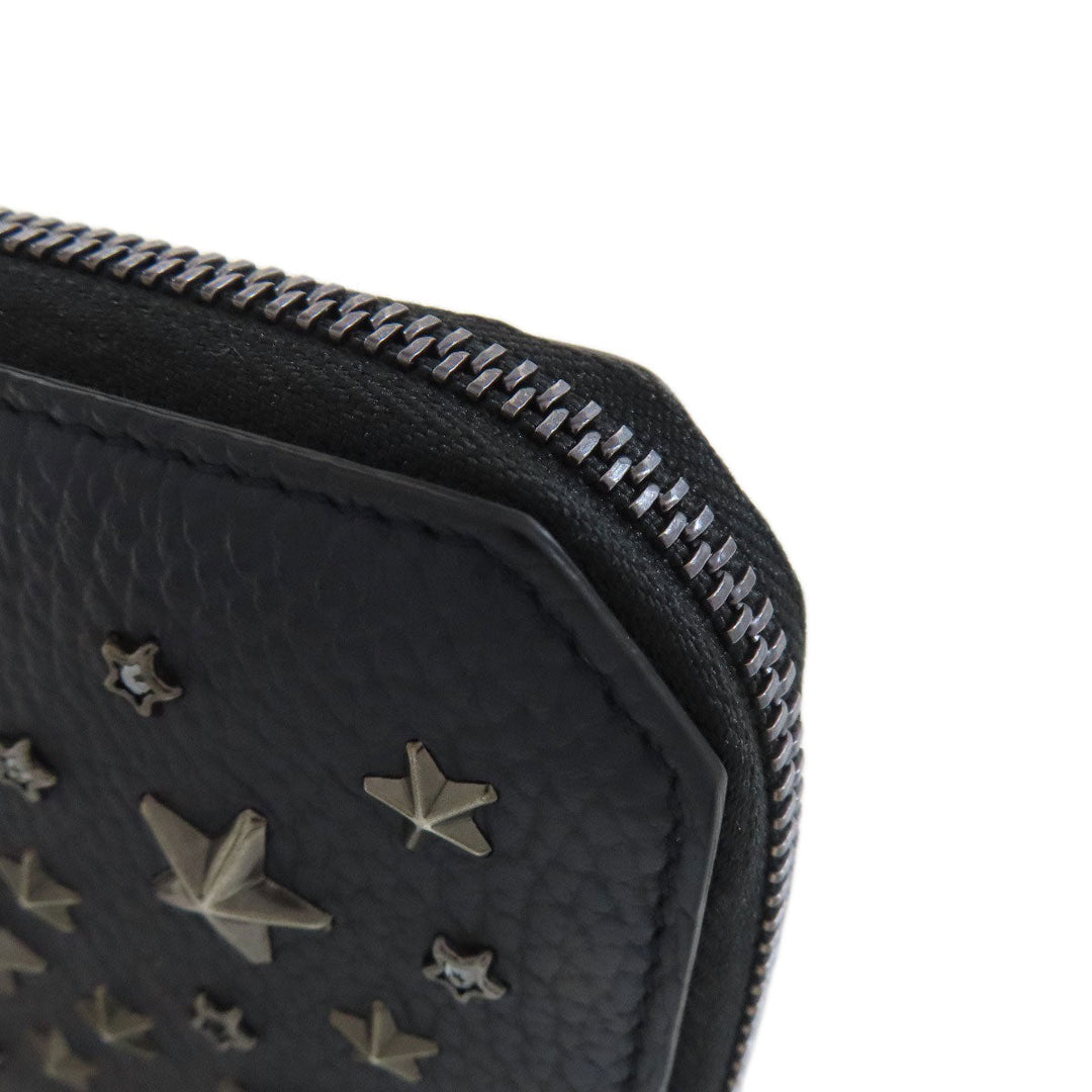 JIMMY CHOO Long Wallet Purse leather Navy Star motif studs Women Used Authentic