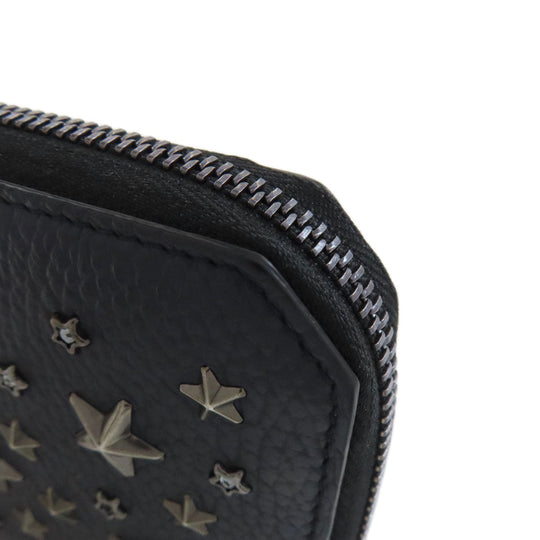 JIMMY CHOO Long Wallet Purse leather Navy Star motif studs Women Used Authentic