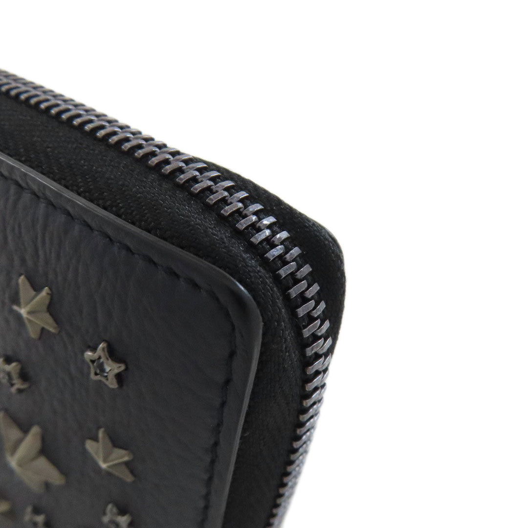 JIMMY CHOO Long Wallet Purse leather Navy Star motif studs Women Used Authentic