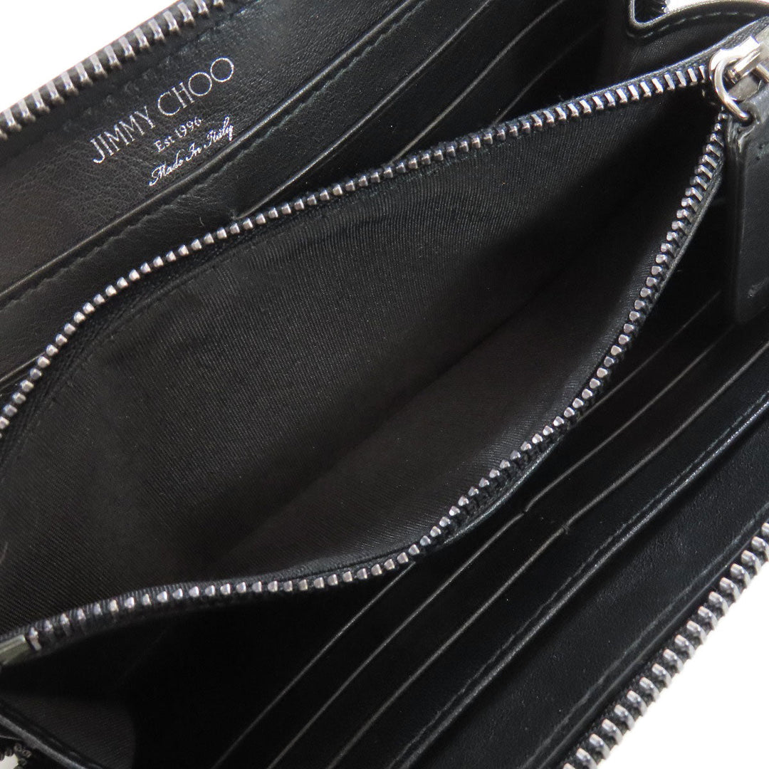 JIMMY CHOO Long Wallet Purse leather Navy Star motif studs Women Used Authentic