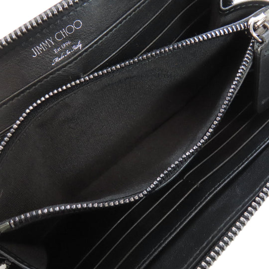 JIMMY CHOO Long Wallet Purse leather Navy Star motif studs Women Used Authentic