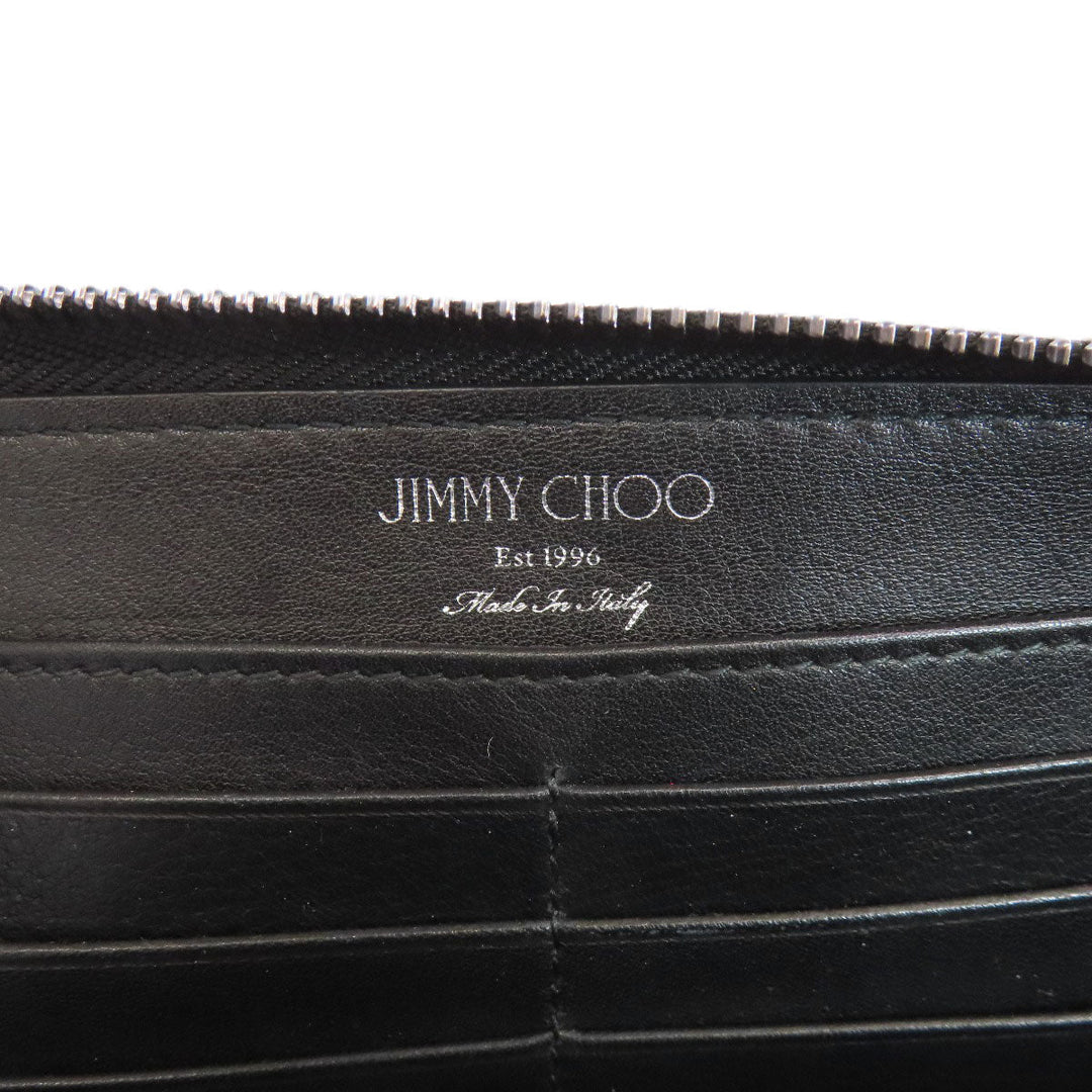 JIMMY CHOO Long Wallet Purse leather Navy Star motif studs Women Used Authentic