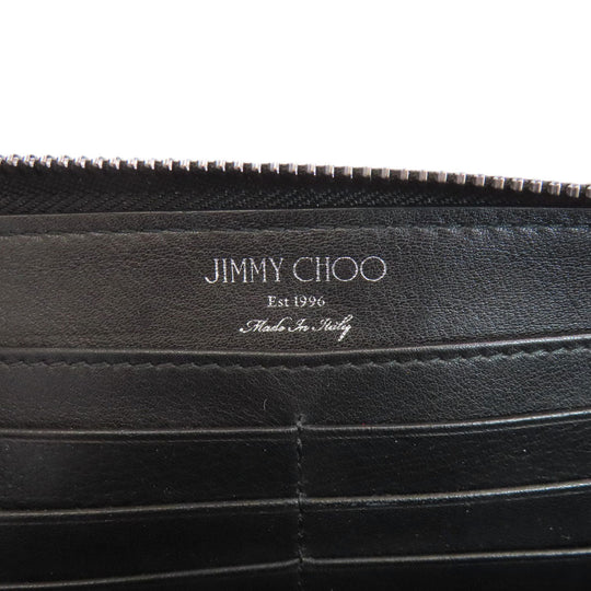 JIMMY CHOO Long Wallet Purse leather Navy Star motif studs Women Used Authentic