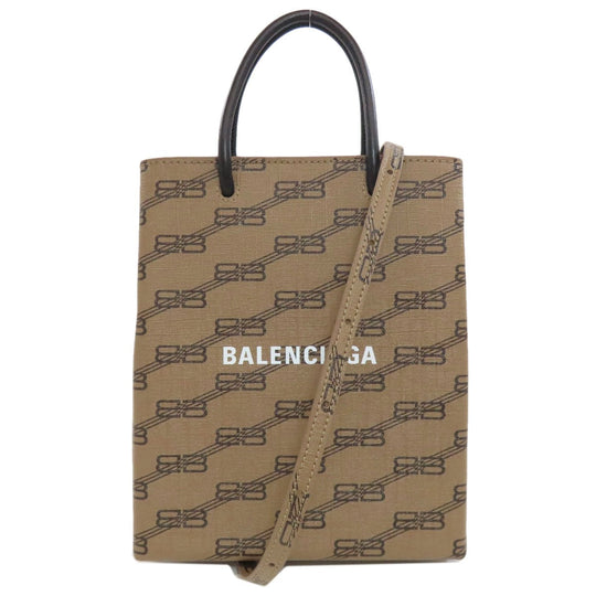 BALENCIAGA Handbag 693805 PVC Brown BB Monogram 2WAY