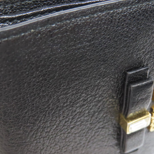 MIUMIU Bifold Wallet leather black logo ribbon