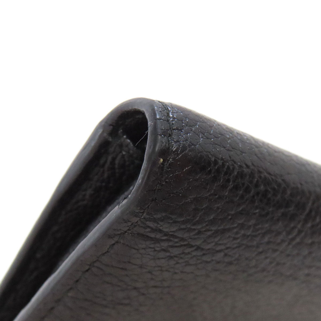 MIUMIU Bifold Wallet leather black logo ribbon