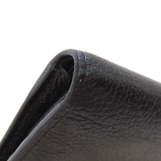MIUMIU Bifold Wallet leather black logo ribbon