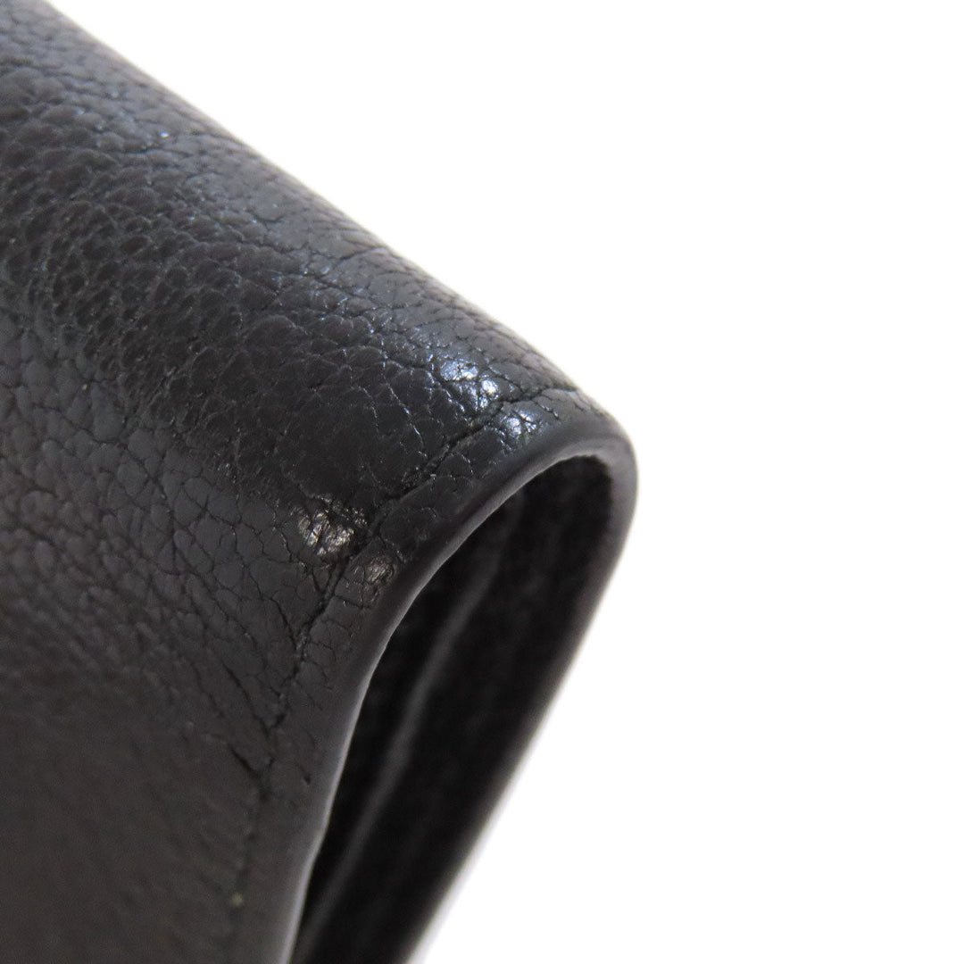 MIUMIU Bifold Wallet leather black logo ribbon