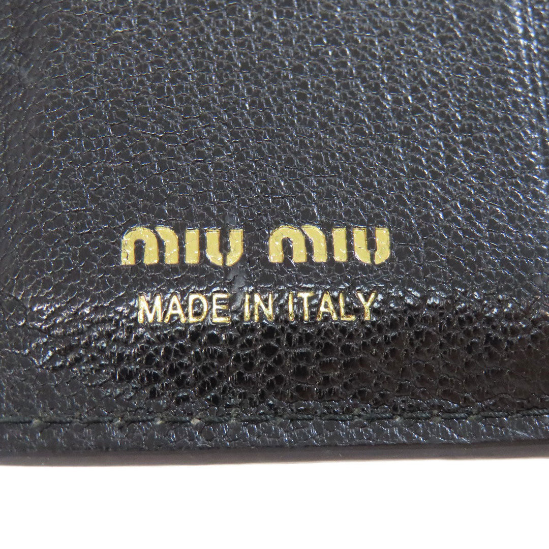MIUMIU Bifold Wallet leather black logo ribbon