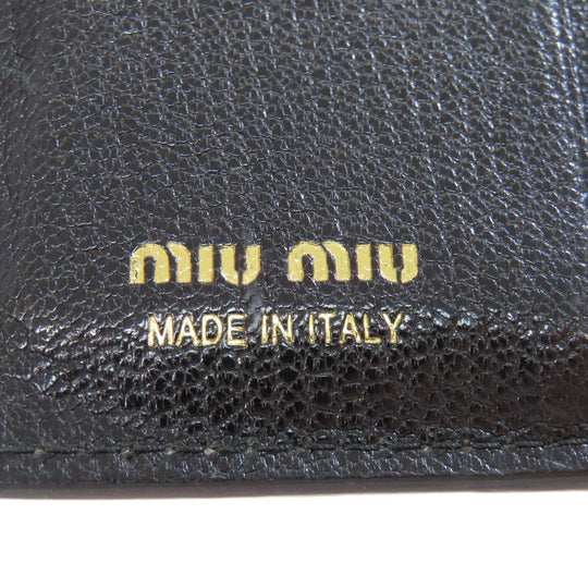 MIUMIU Bifold Wallet leather black logo ribbon