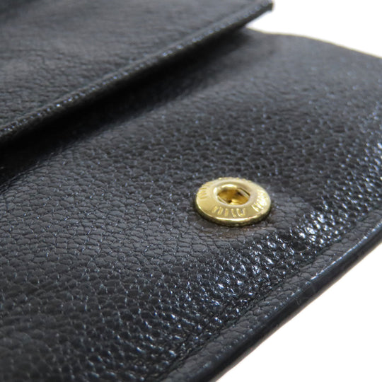 MIUMIU Bifold Wallet leather black logo ribbon