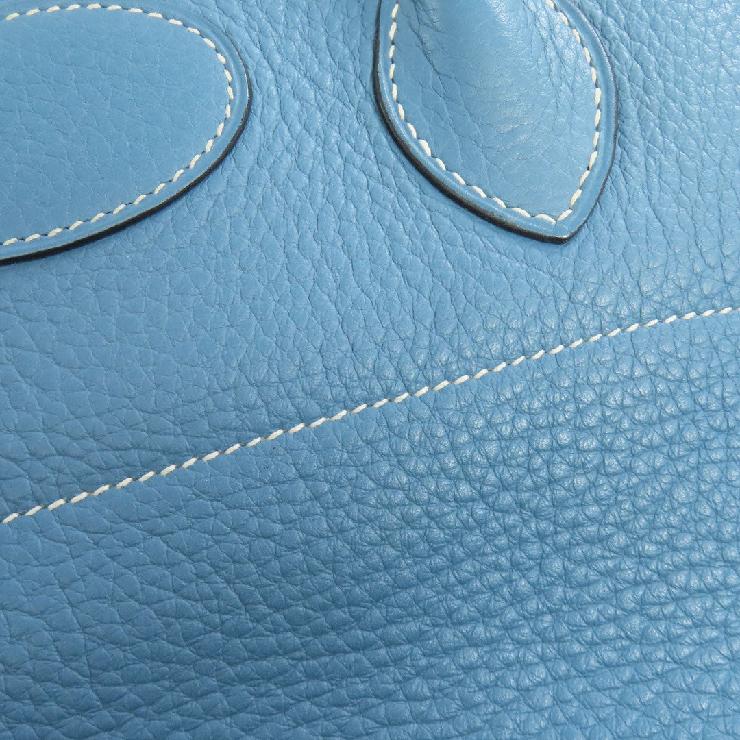 HERMES Handbag Taurillon Clemence blue Bolide 31 Blue Jean SilverMetal Women Used Authentic
