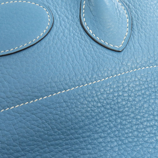 HERMES Handbag Taurillon Clemence blue Bolide 31 Blue Jean SilverMetal Women Used Authentic