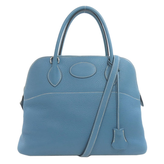 HERMES Handbag Taurillon Clemence blue Bolide 31 Blue Jean SilverMetal Women Used Authentic