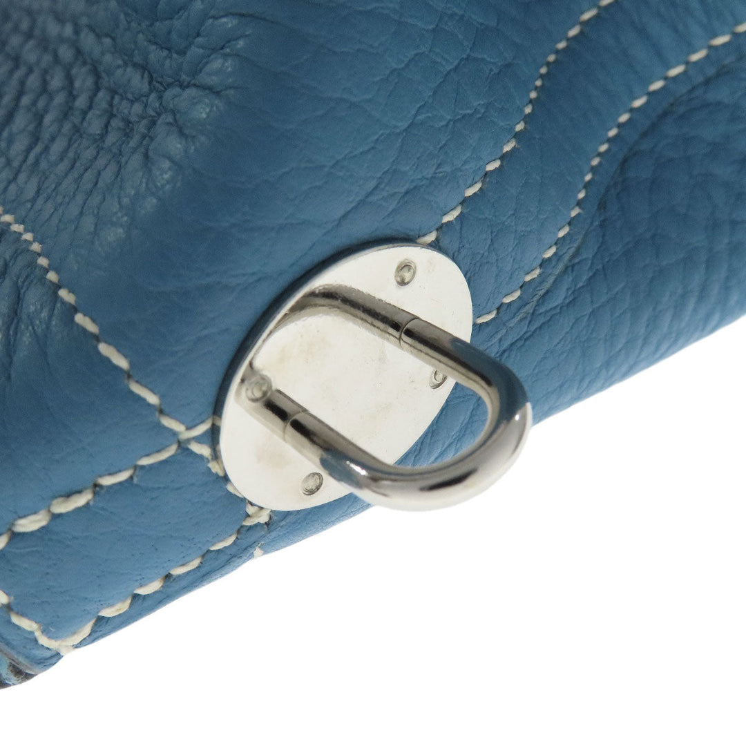 HERMES Handbag Taurillon Clemence blue Bolide 31 Blue Jean SilverMetal Women Used Authentic