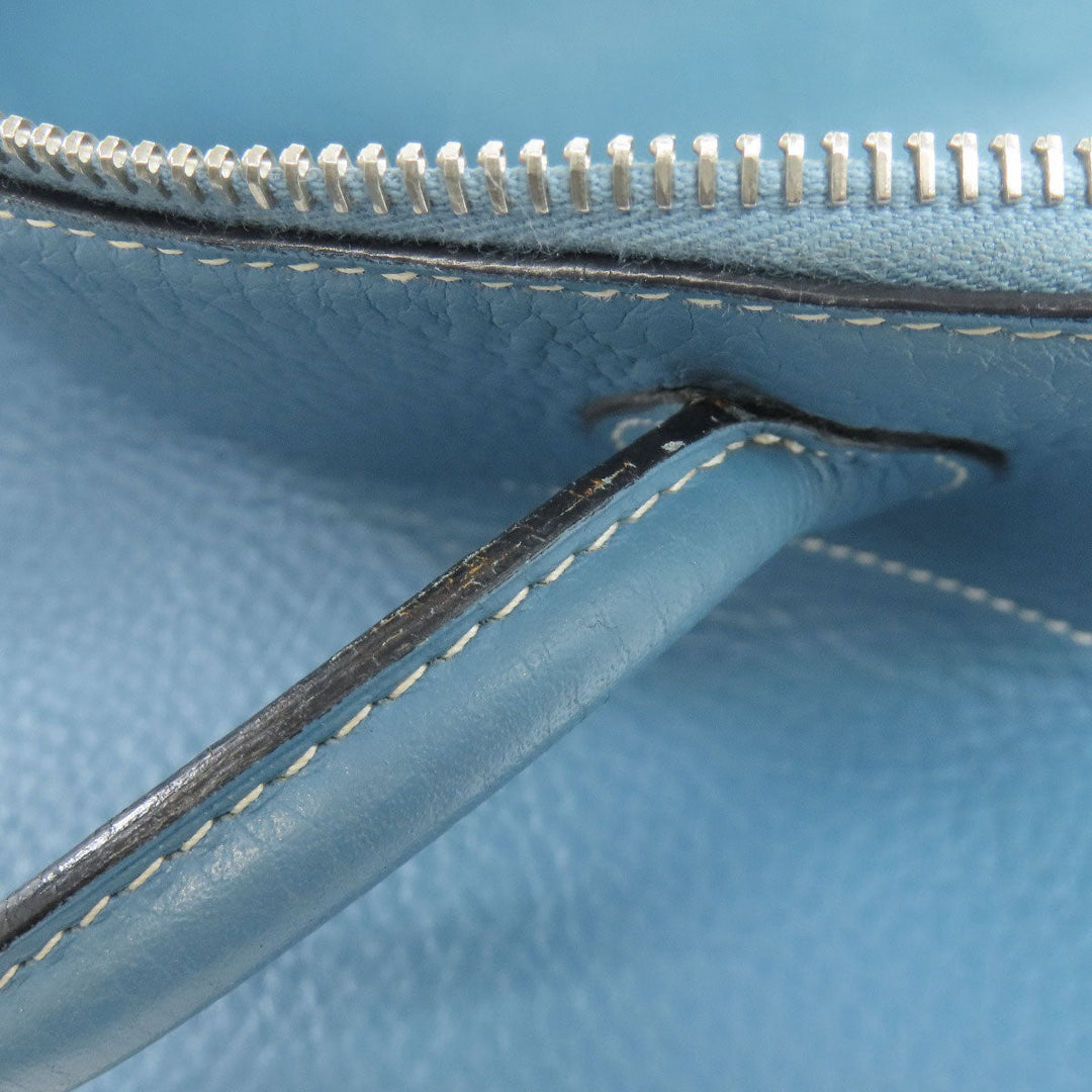 HERMES Handbag Taurillon Clemence blue Bolide 31 Blue Jean SilverMetal Women Used Authentic