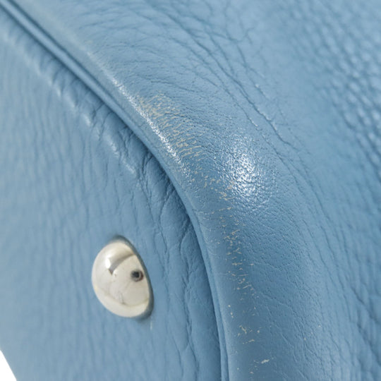 HERMES Handbag Taurillon Clemence blue Bolide 31 Blue Jean SilverMetal Women Used Authentic