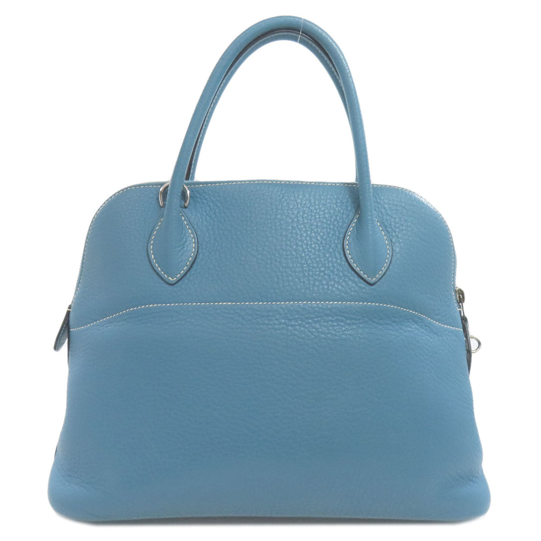 HERMES Handbag Taurillon Clemence blue Bolide 31 Blue Jean SilverMetal Women Used Authentic