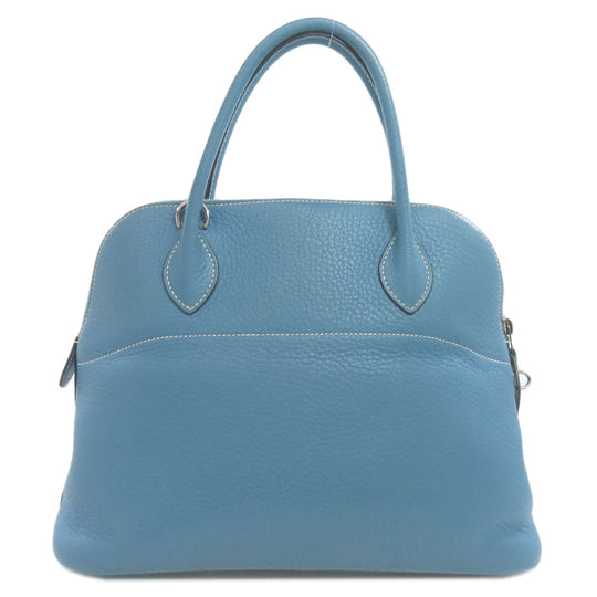 HERMES Handbag Taurillon Clemence blue Bolide 31 Blue Jean SilverMetal Women Used Authentic