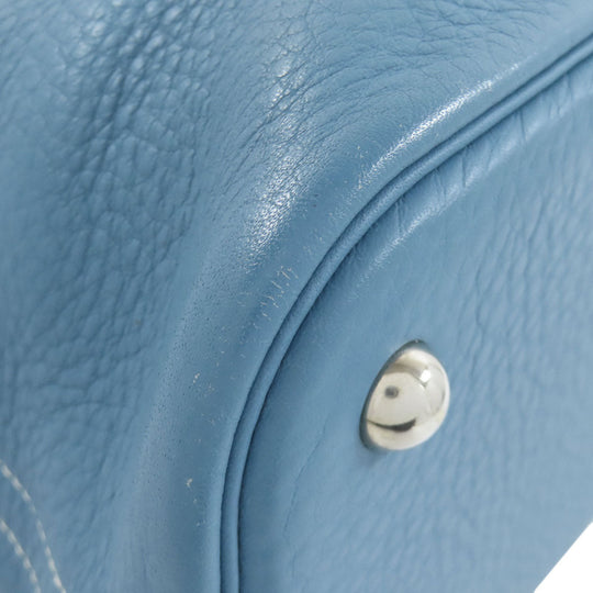 HERMES Handbag Taurillon Clemence blue Bolide 31 Blue Jean SilverMetal Women Used Authentic