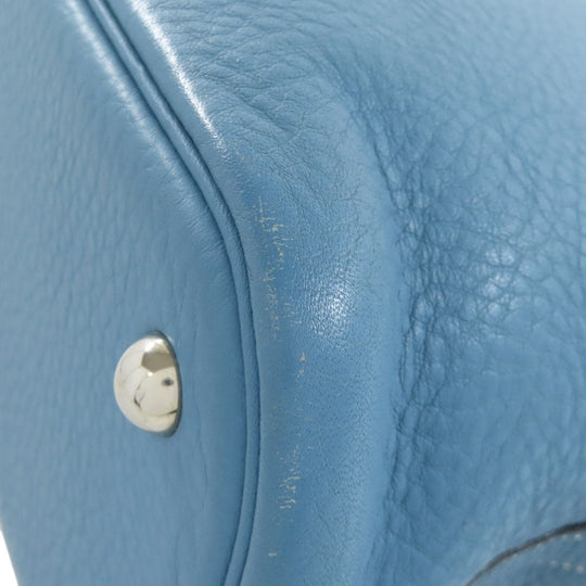 HERMES Handbag Taurillon Clemence blue Bolide 31 Blue Jean SilverMetal Women Used Authentic