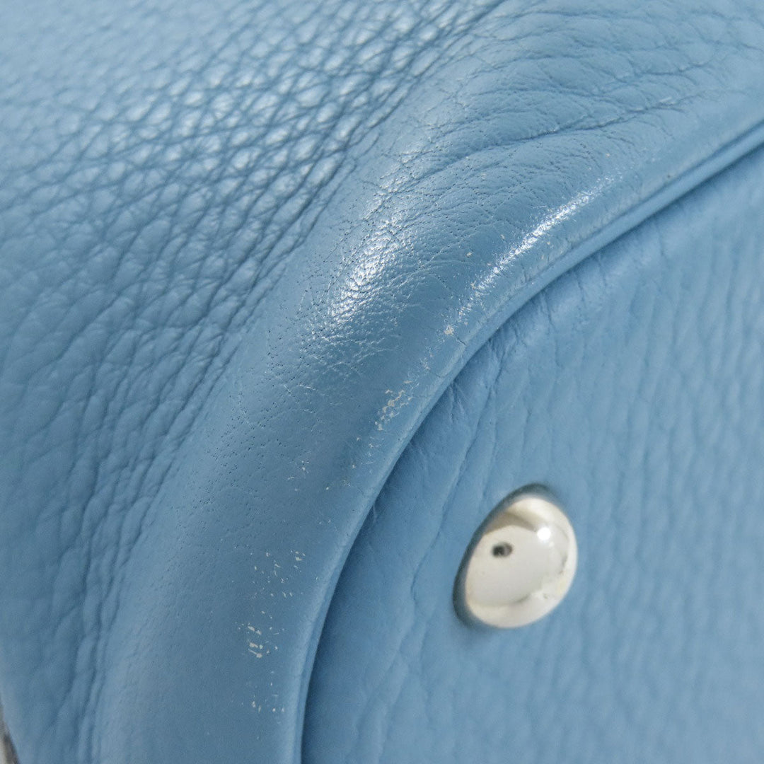 HERMES Handbag Taurillon Clemence blue Bolide 31 Blue Jean SilverMetal Women Used Authentic