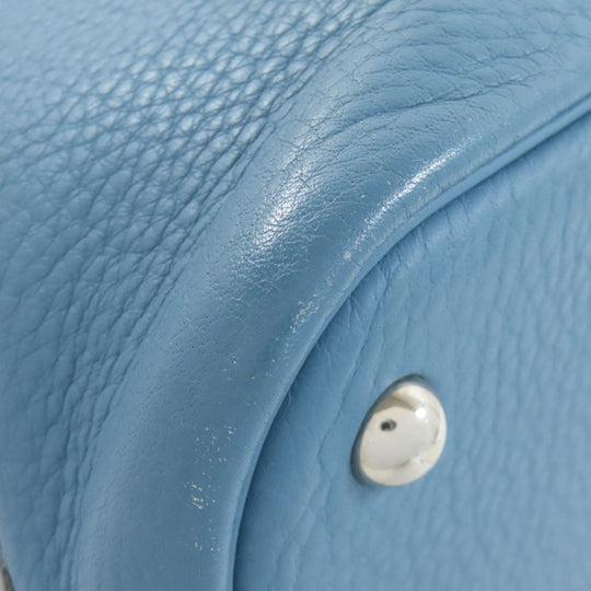 HERMES Handbag Taurillon Clemence blue Bolide 31 Blue Jean SilverMetal Women Used Authentic