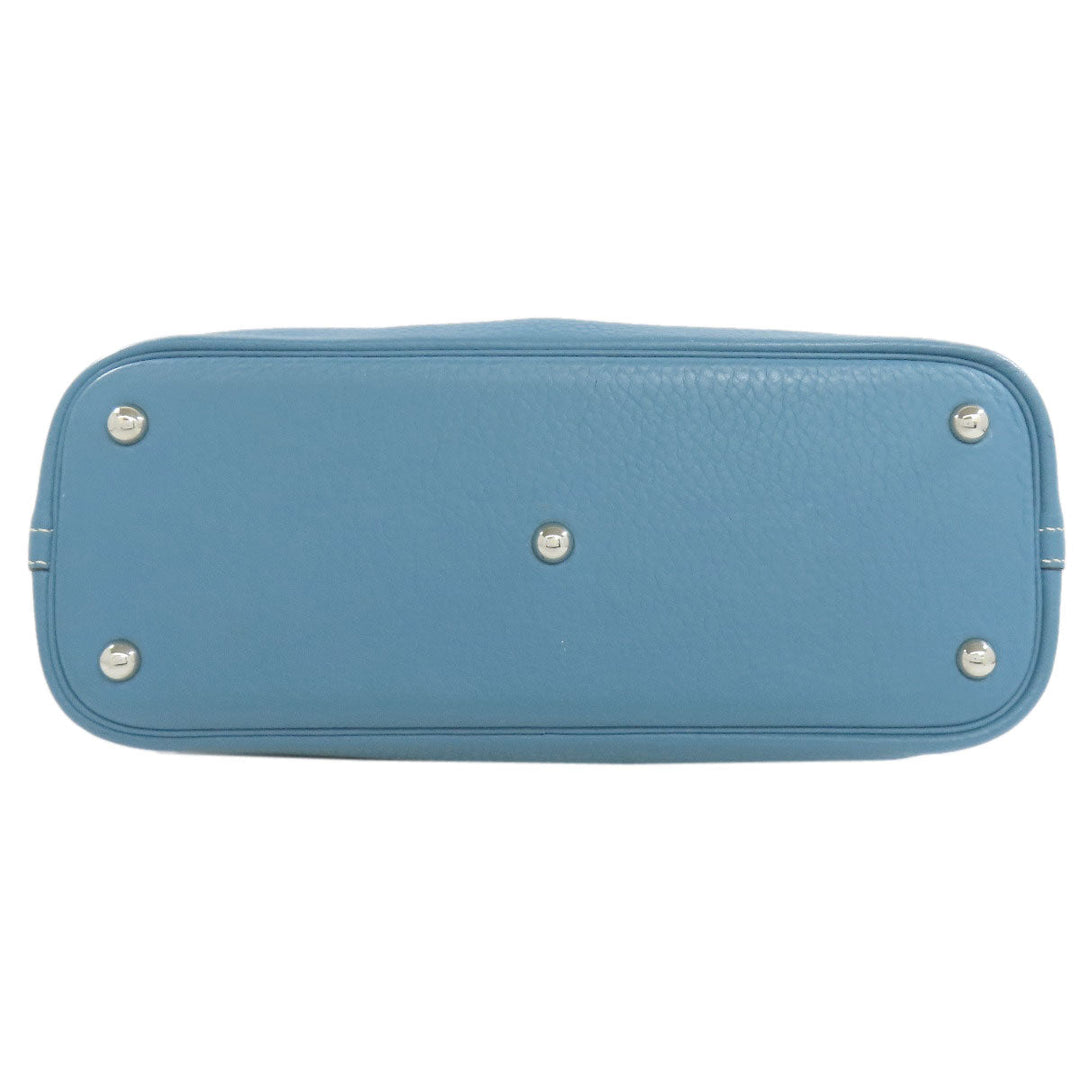 HERMES Handbag Taurillon Clemence blue Bolide 31 Blue Jean SilverMetal Women Used Authentic
