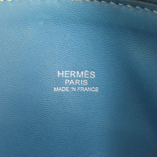 HERMES Handbag Taurillon Clemence blue Bolide 31 Blue Jean SilverMetal Women Used Authentic