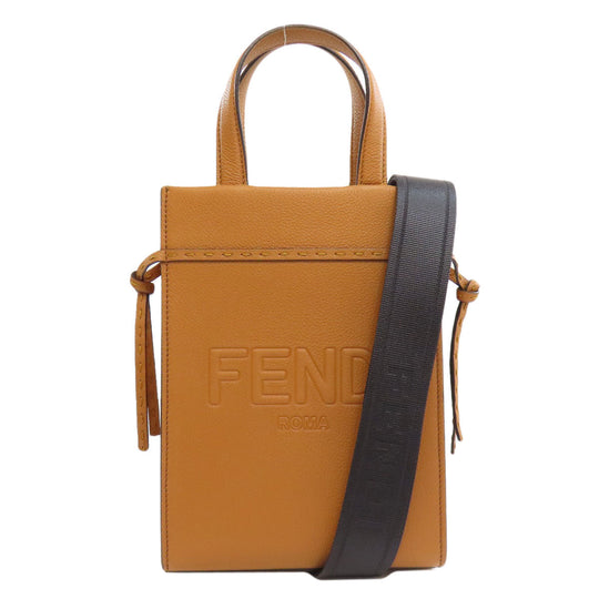 FENDI Handbag Calfskin Brown GoTo Shopper Small 2WAY Women Used Authentic