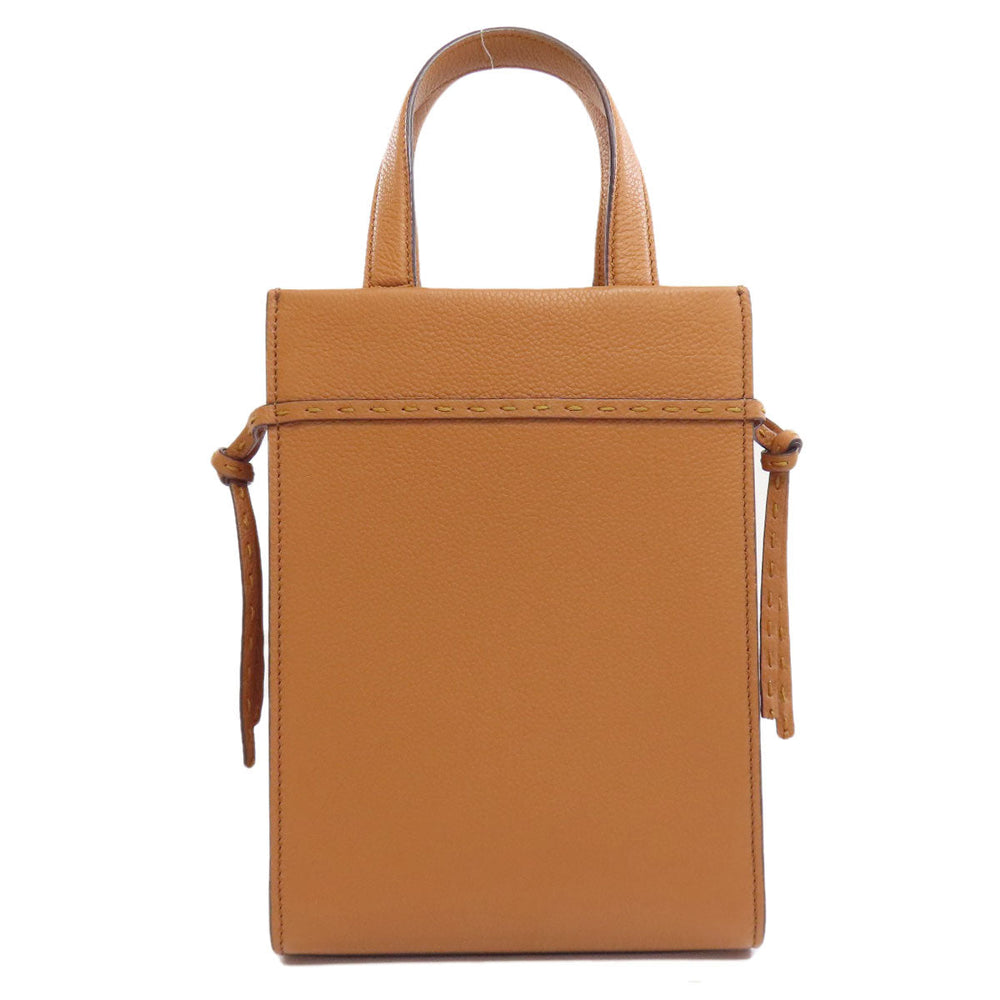 FENDI Handbag Calfskin Brown GoTo Shopper Small 2WAY Women Used Authentic