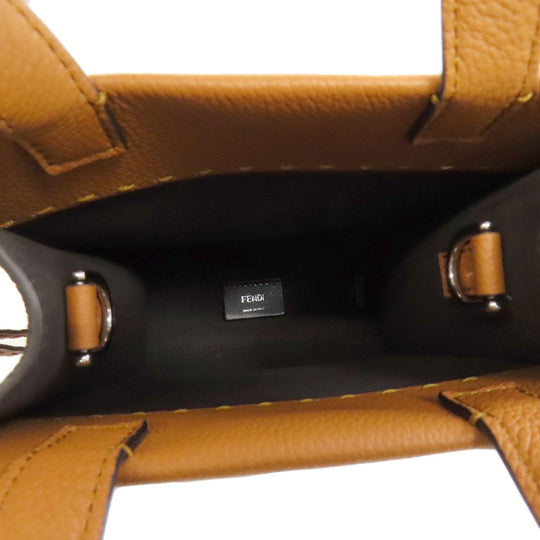FENDI Handbag Calfskin Brown GoTo Shopper Small 2WAY Women Used Authentic