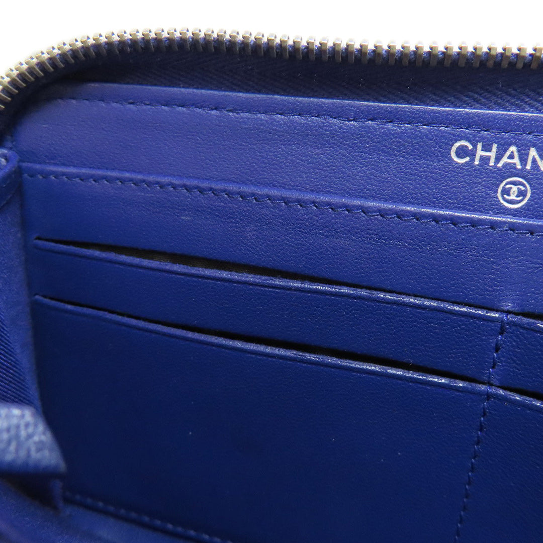 CHANEL Long Wallet Purse lambskin purple Matelasse COCO Mark SilverMetal Women Used Authentic