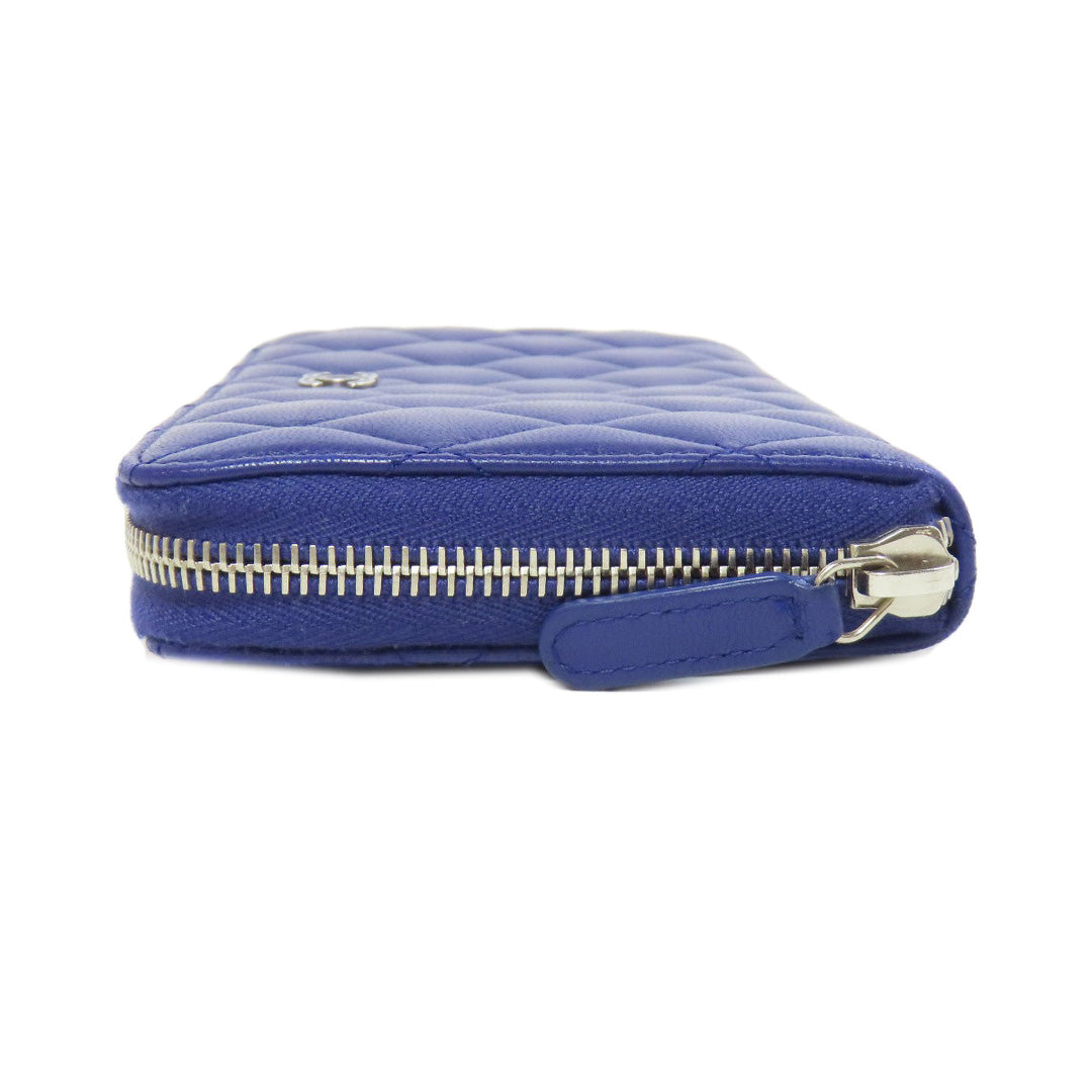 CHANEL Long Wallet Purse lambskin purple Matelasse COCO Mark SilverMetal Women Used Authentic