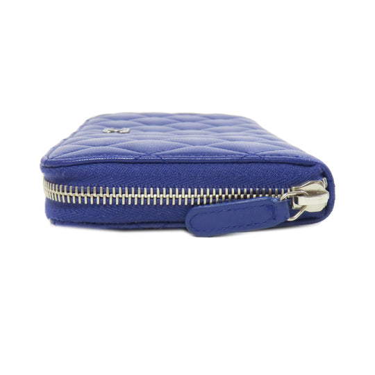 CHANEL Long Wallet Purse lambskin purple Matelasse COCO Mark SilverMetal Women Used Authentic
