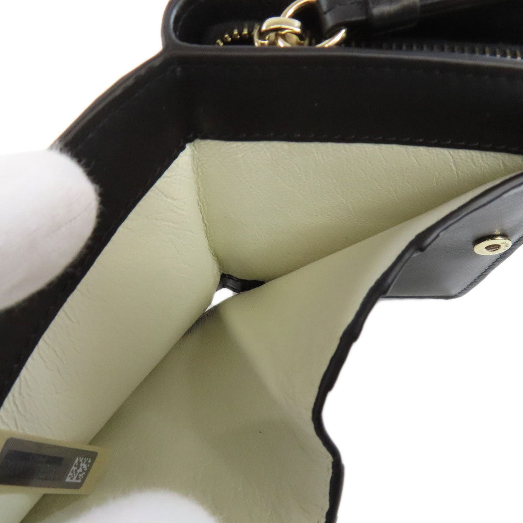 Chloe Bifold Wallet Calfskin black Sense Compact Wallet Women Used Authentic