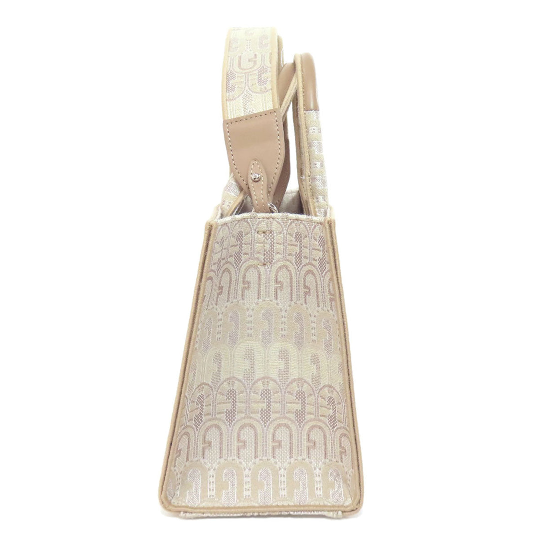 Furla Handbag canvas beige Arch logo 2WAY