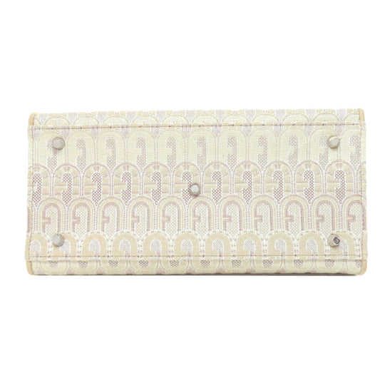 Furla Handbag canvas beige Arch logo 2WAY