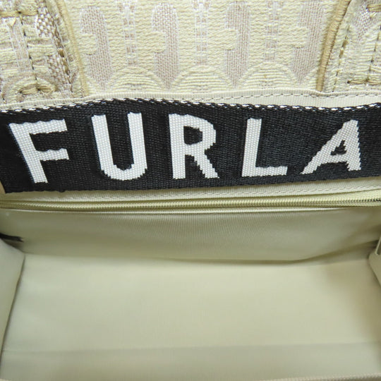 Furla Handbag canvas beige Arch logo 2WAY