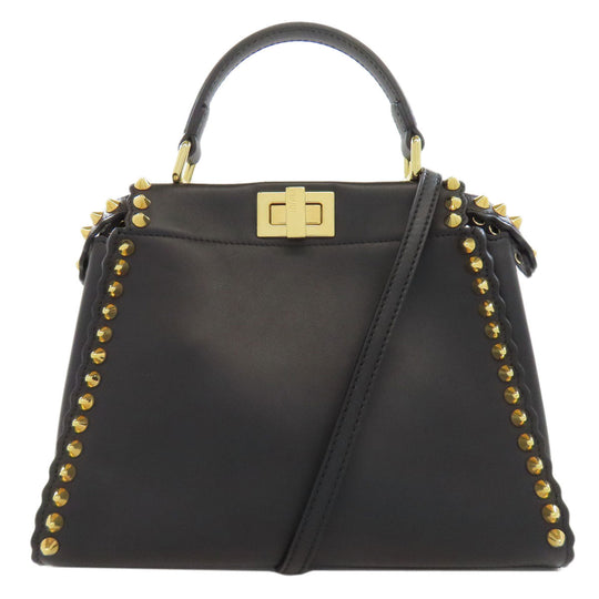 FENDI Handbag Calfskin black Mini Peekaboo Studs 2WAY Women Used Authentic