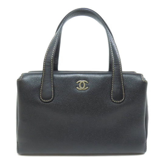 CHANEL Tote Bag Grained Calfskin Skin black COCO Mark Wild stitch