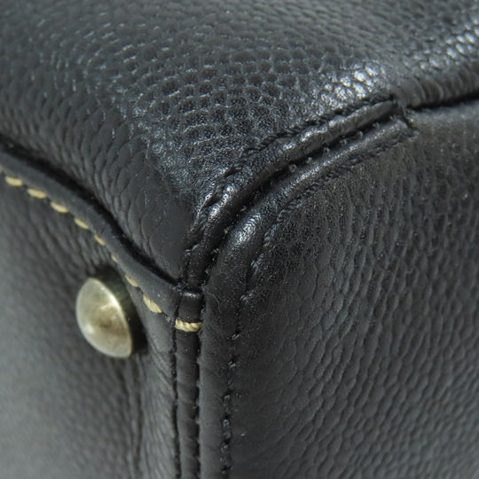 CHANEL Tote Bag Grained Calfskin Skin black COCO Mark Wild stitch