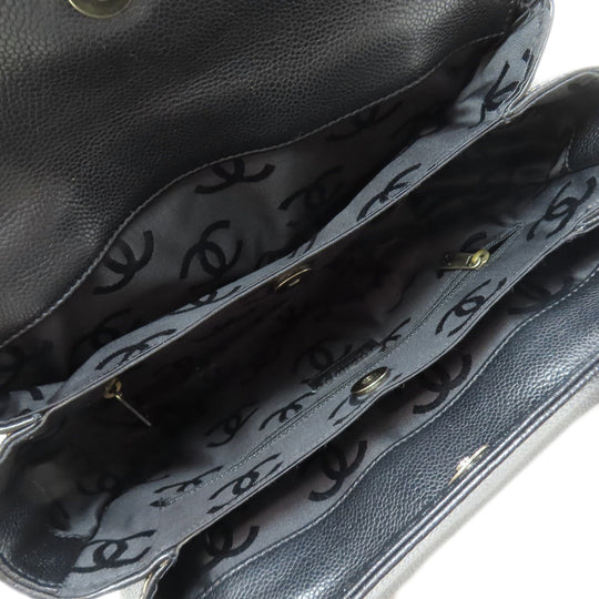 CHANEL Tote Bag Grained Calfskin Skin black COCO Mark Wild stitch