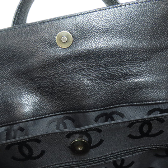 CHANEL Tote Bag Grained Calfskin Skin black COCO Mark Wild stitch