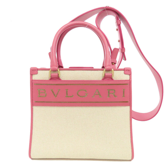 BVLGARI Handbag canvas pink 2WAY Women Used Authentic