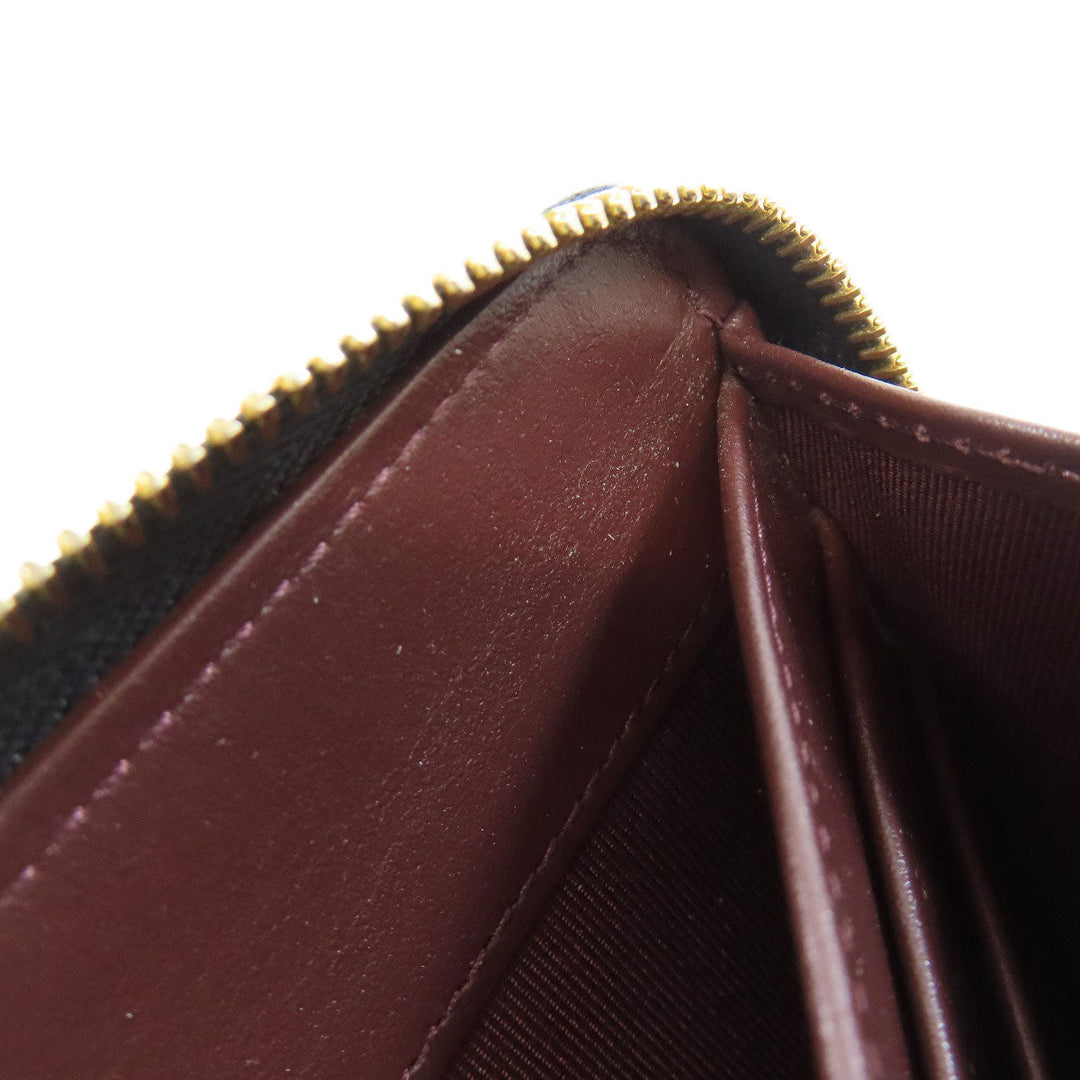 CHANEL Long Wallet Purse Grained Calfskin Skin black Matelasse Zip Around Gold Metal Women Used Authentic