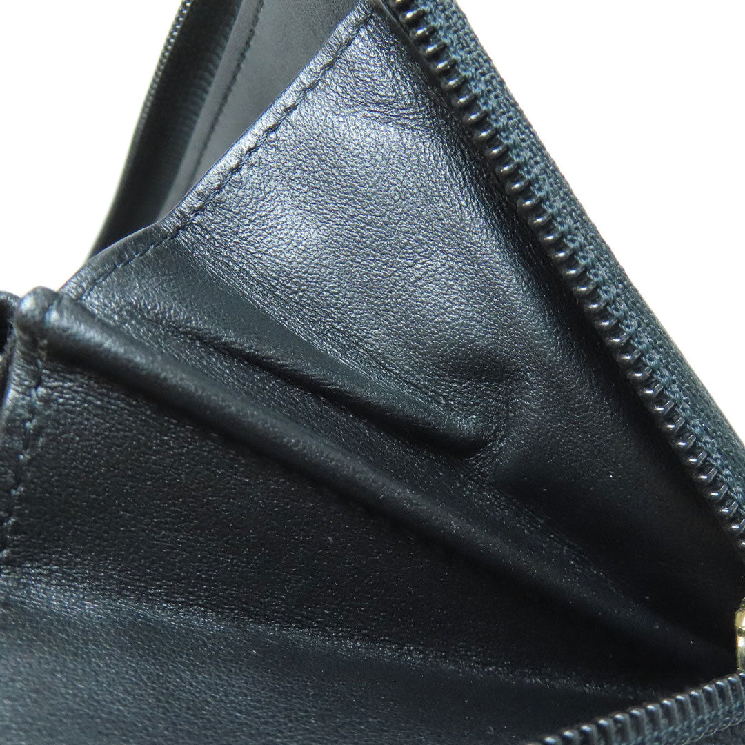 CHANEL Long Wallet Purse Calfskin black Zip Around COCO Mark Gold Metal Women Used Authentic