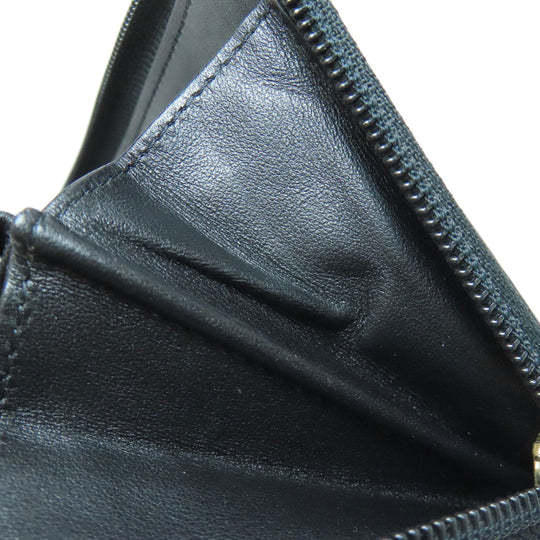 CHANEL Long Wallet Purse Calfskin black Zip Around COCO Mark Gold Metal Women Used Authentic