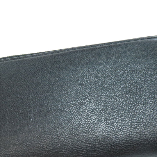 CHANEL Long Wallet Purse Calfskin black Zip Around COCO Mark Gold Metal Women Used Authentic
